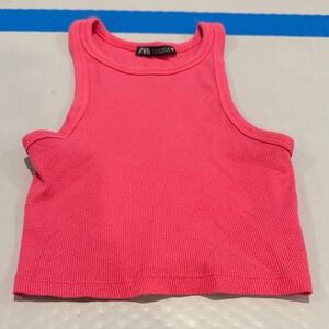 Zara Juniors Bright Pink Ribbed Tank Top